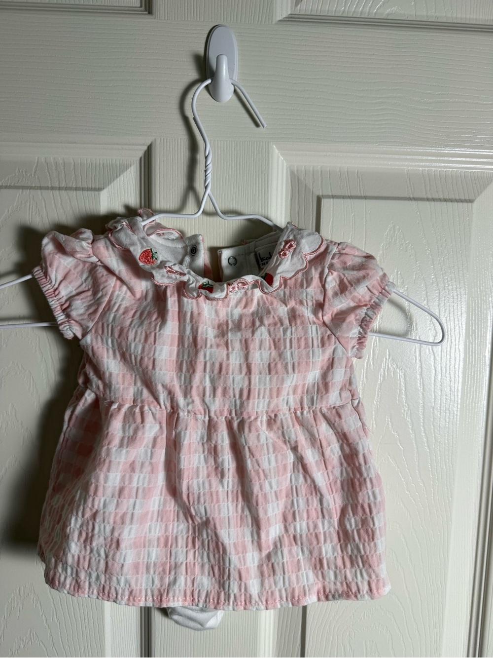 The Nicole Miller New York Pink White Gingham Seersucker Bodysuit Dress
